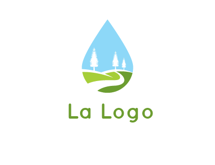 landscape inside the water drop logo