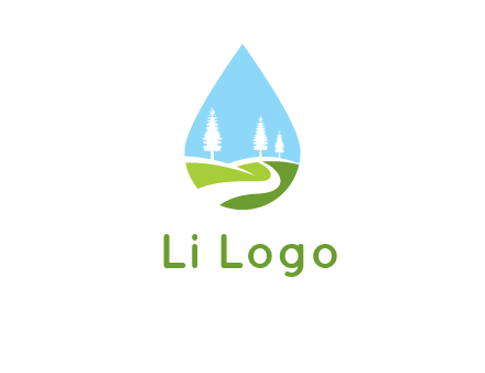 landscape inside the water drop logo