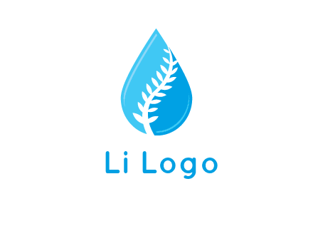 abstract leaf inside the water drop logo