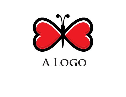 butterfly made of heart wings logo