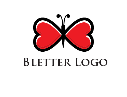 butterfly made of heart wings logo