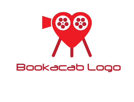 movie reel inside the heart with camera logo