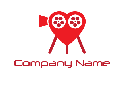 movie reel inside the heart with camera logo