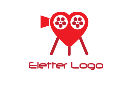 movie reel inside the heart with camera logo