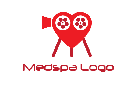 movie reel inside the heart with camera logo