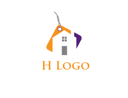 house is incorporated with shopping tag logo