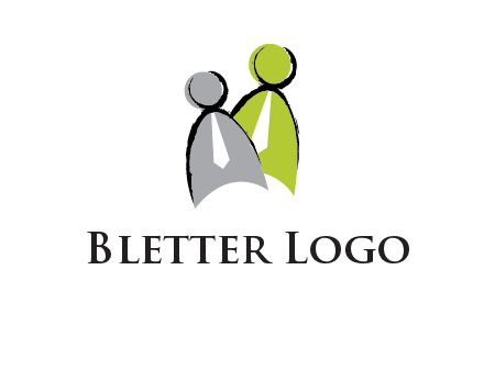 two abstract persons with tie logo