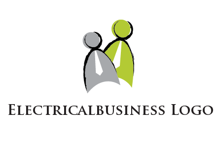 two abstract persons with tie logo