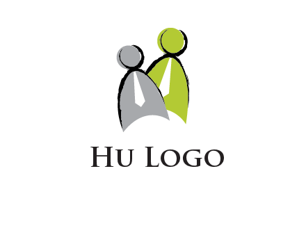 two abstract persons with tie logo