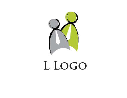 two abstract persons with tie logo