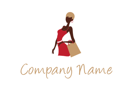 girl with fashionable dress holding shopping bag logo