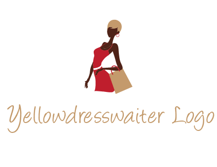 girl with fashionable dress holding shopping bag logo