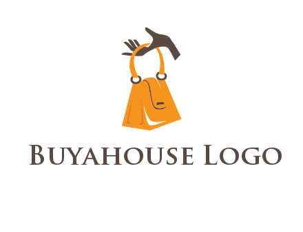 hand holding handbag logo