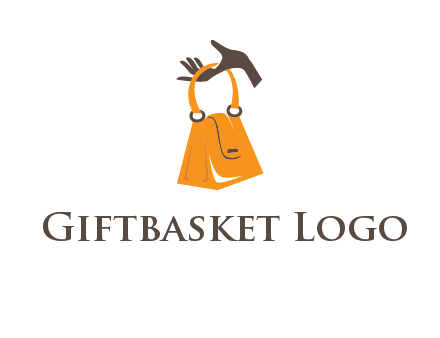 hand holding handbag logo