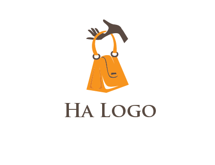 hand holding handbag logo