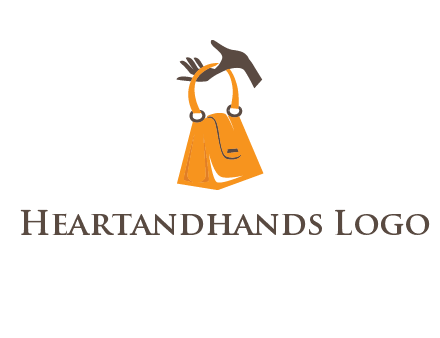 hand holding handbag logo