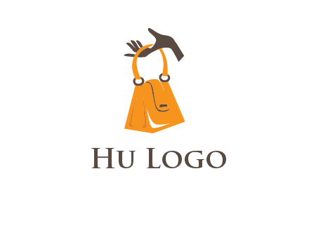 hand holding handbag logo