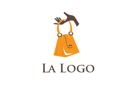 hand holding handbag logo