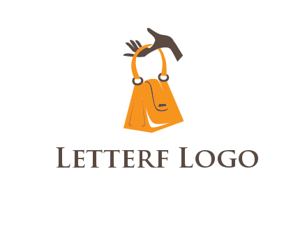 hand holding handbag logo