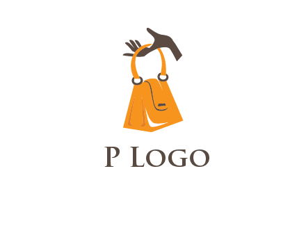 hand holding handbag logo