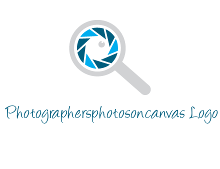 camera shutter inside magnifying glass logo