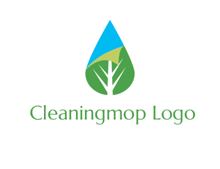 water drop with leaf and folded corner logo