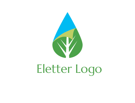 water drop with leaf and folded corner logo