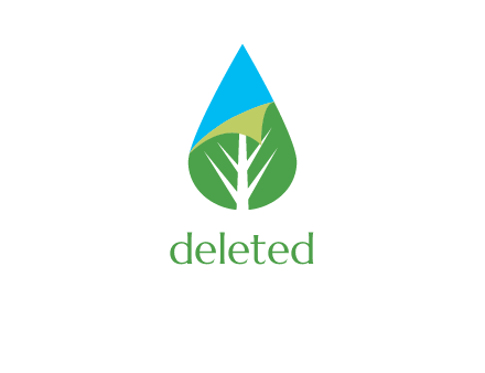 water drop with leaf and folded corner logo