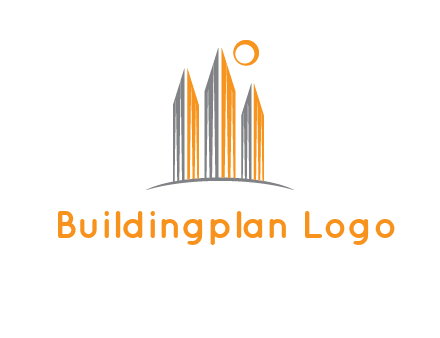 abstract building with sun logo