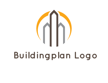 abstract building with circle logo