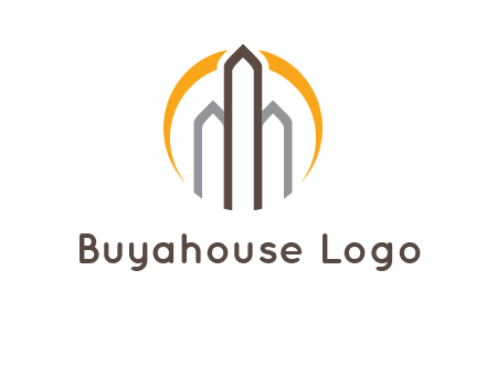 abstract building with circle logo