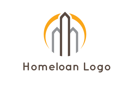 abstract building with circle logo