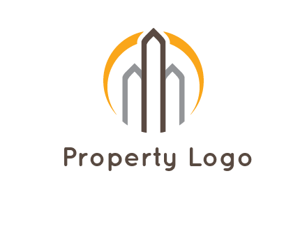 abstract building with circle logo