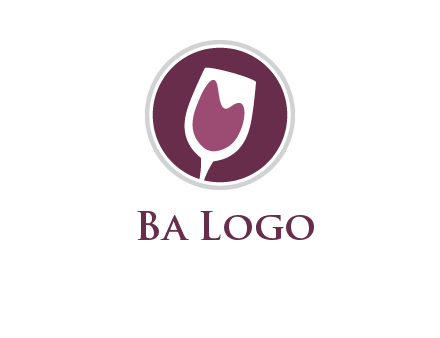 abstract wine glass in circle logo