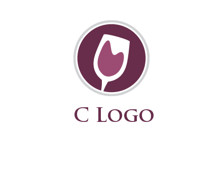 abstract wine glass in circle logo