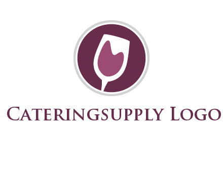 abstract wine glass in circle logo