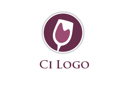 abstract wine glass in circle logo