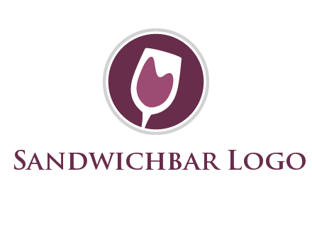 abstract wine glass in circle logo