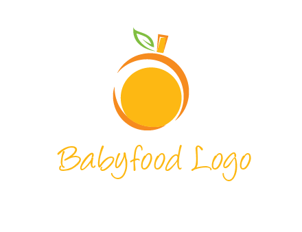 abstract orange with leaf logo