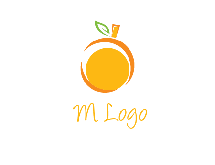 abstract orange with leaf logo