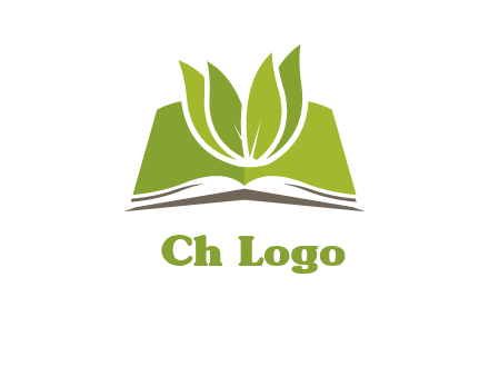 leaves on open book icon