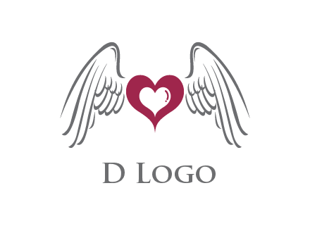 heart with angel wings logo