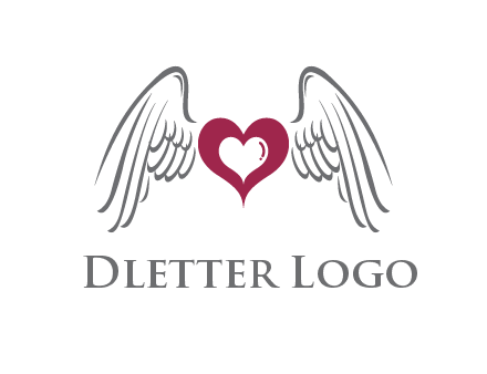 heart with angel wings logo