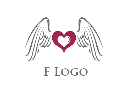 heart with angel wings logo