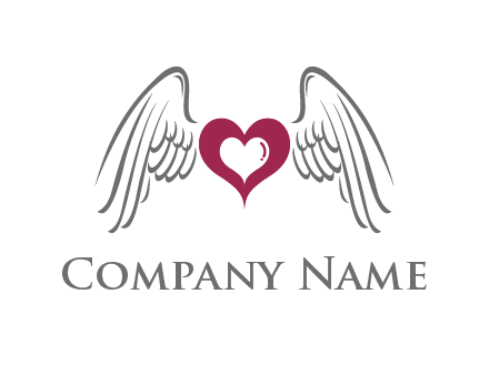 heart with angel wings logo