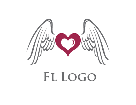 heart with angel wings logo