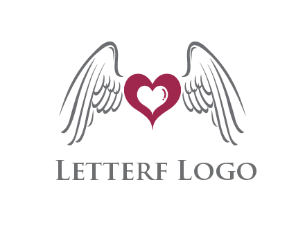 heart with angel wings logo