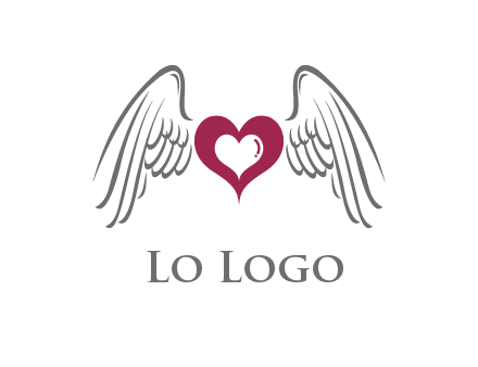 heart with angel wings logo