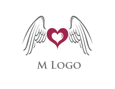 heart with angel wings logo