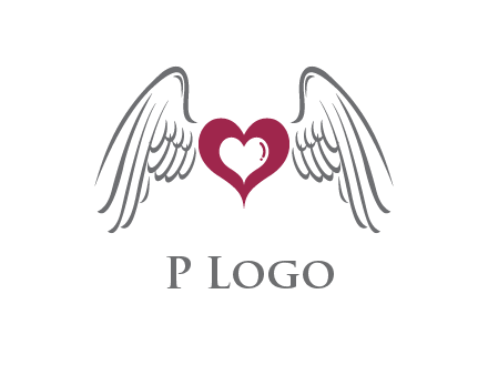 heart with angel wings logo